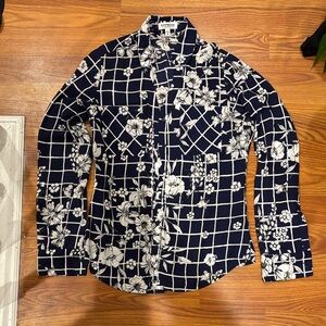 Express navy floral portofino blouse